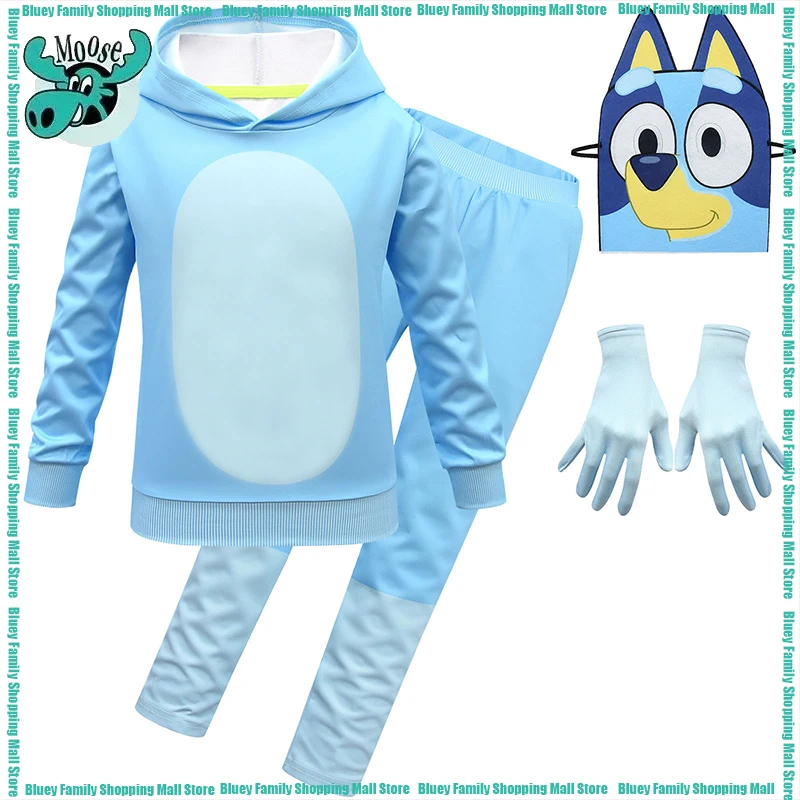 

Moose Bluey Family Bluey Children's Animation Role Play Performance Clothing Cosplay Stage Clothing Children's Sweatshirt Set