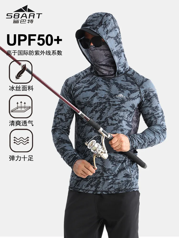 Shabat zomer sneldrogend vispak, ademende zonwerende kleding voor heren, heren Ice Silk UPF50+ UV-beschermingskleding