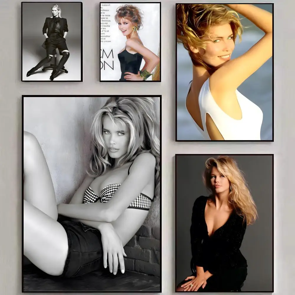Póster de supermodelo C-Claudia S-Schiffer, arte impreso para pared, adecuado para sala de estar, dormitorio, bar, salón, decoración del hogar, regalo