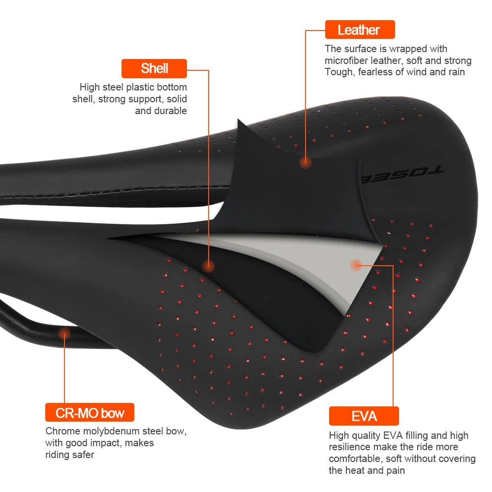 TOSEEK SD102 Racing Bicycle Saddle Training Grade Man Road Tt TimeTrial Triathlon Bike lightweight Cushion Seat