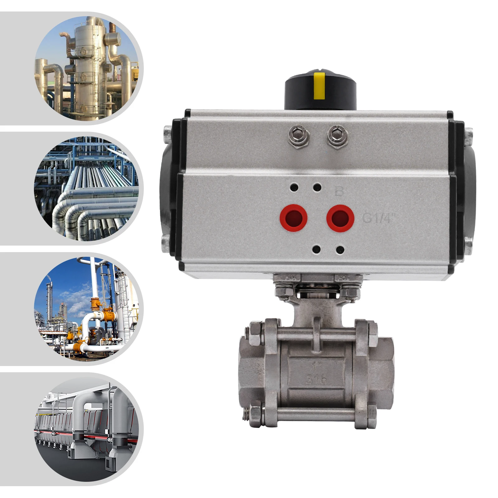 صمام كروي هوائي أسود (سهل التركيب والاستخدام) - أجزاء تركيب بسيطة ومفصلة للإعداد السريع، مفتوحة هوائية