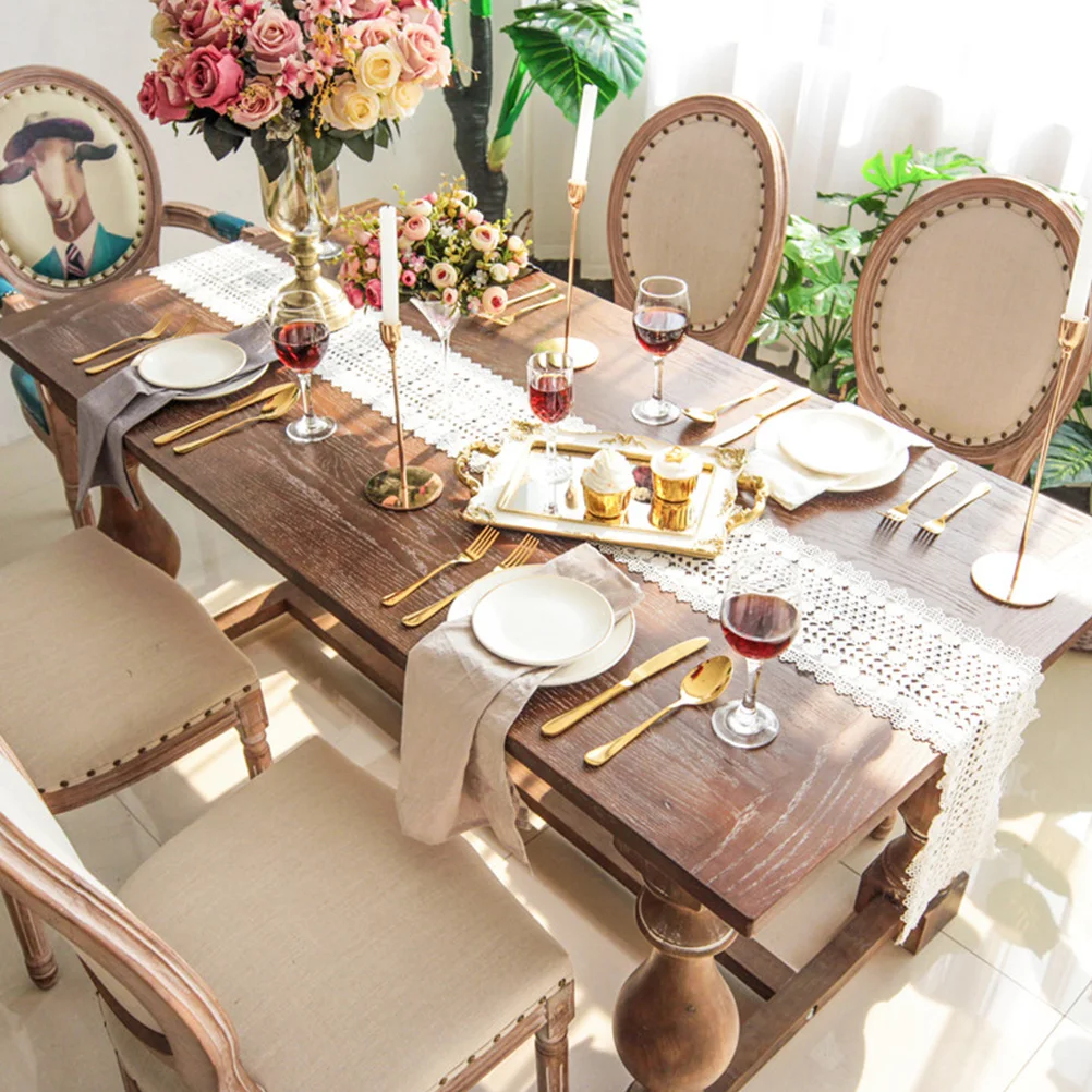 

2 Pcs Lace Placemat Tablecloth Decor Simple Style Paraffin Holiday Household French