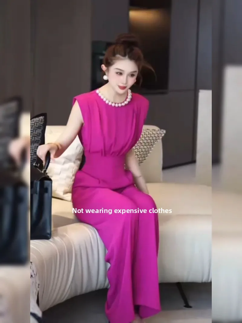 Faionable Ele One-Piece Summer 2025 Slimming High Waist Long Pants Polyester Fiber Versatile Sli Advanced Feeling