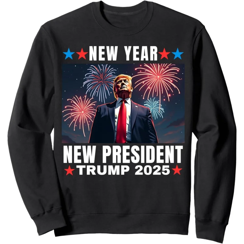 Happy New Year Trump 2025 Fireworks Sweatshirt Hoodie