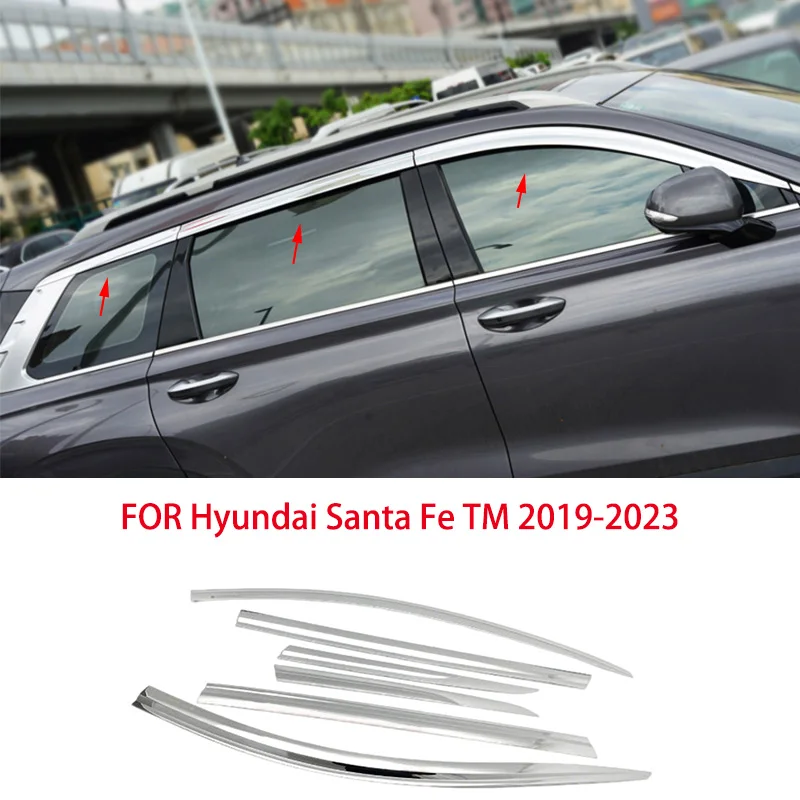 

Car accessories FIT FOR Hyundai Santa Fe TM 2019-2023 ABS chrome waterproof Door Window Visor Vent Shades Sun Rain Guard