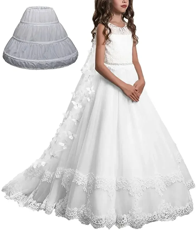 Little Girls Hoop Skirt Petticoat Half Slip Flower Girl Crinoline Underskirt