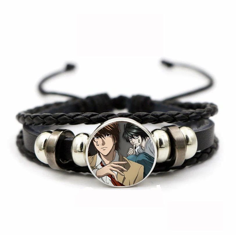 Tiener Verstelbare Polsband Sieraden Lederen Pu Geweven Armband Tijd Gem Polsbandje Voor Anime Death Note Gevlochten Armband