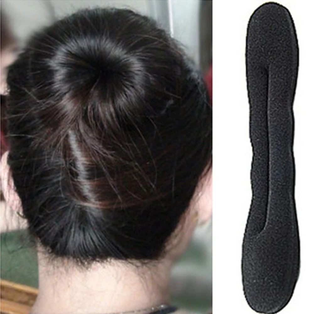 Sponge Hair Scrunchie Loop Headband for Curly Hair Twist Donut Bun Maker Plastic Hairbands Hairstyling Tool
