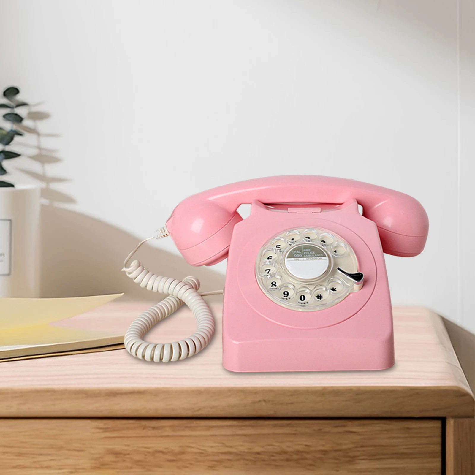 Retro Rotary Dial Telephone with Redial From the 1980s, Retro Wired Landline for Home Office Antique Desk Phone Landline