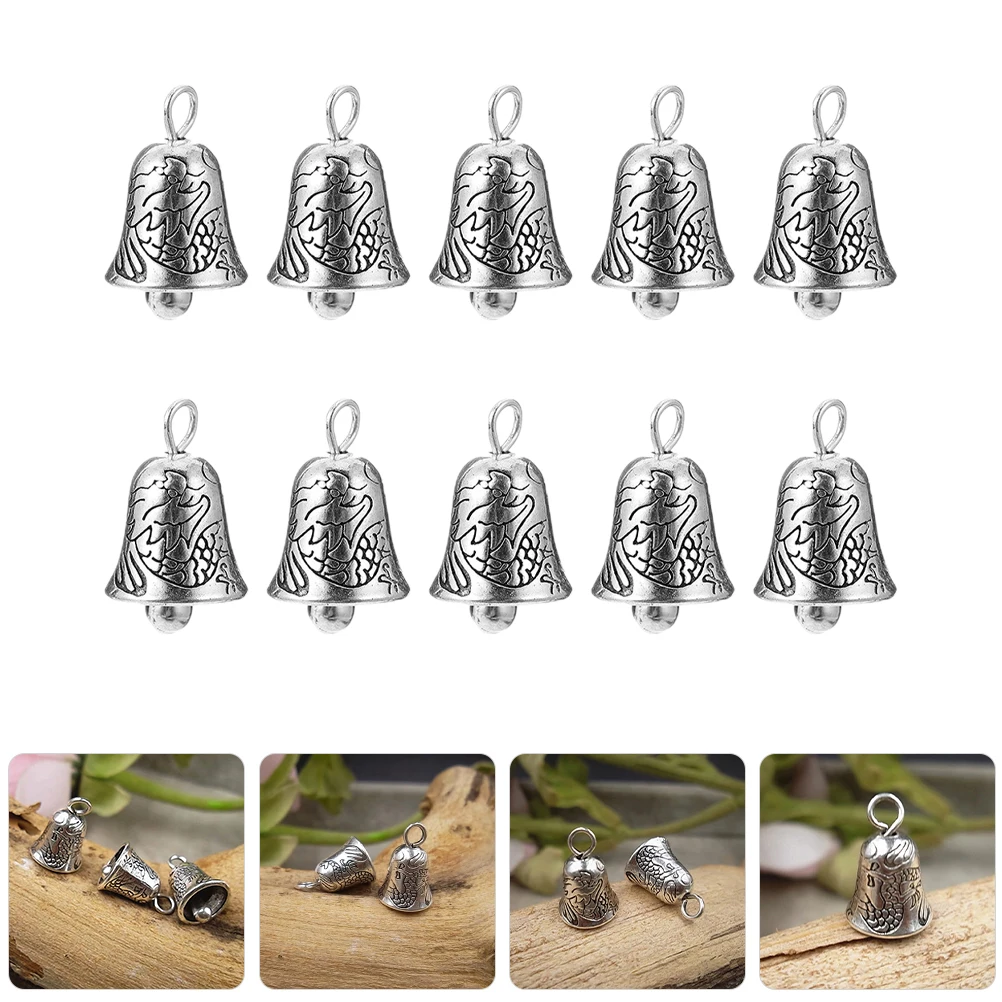 10pcs Mini Bell Pendants Small Alloy Silver Bell Pendant Crafts Charms Bracelet Jewelry Making Bell Accessories