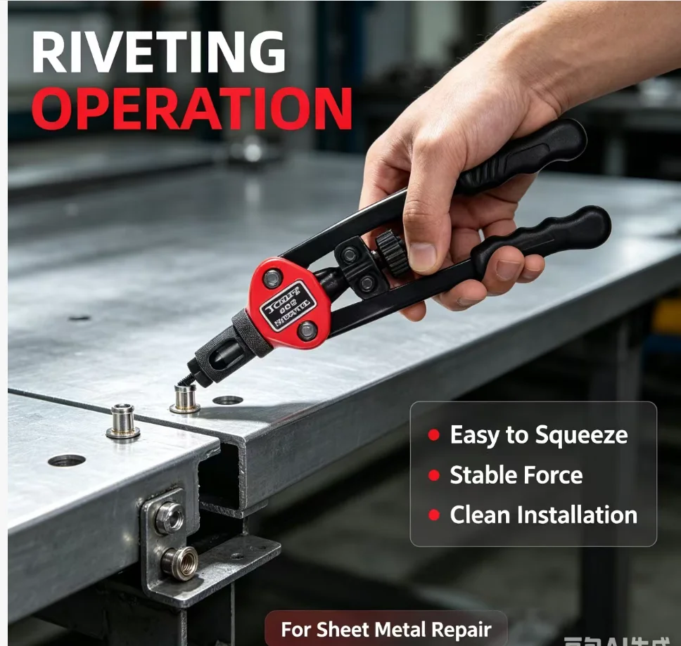 bt-606-riveter-gun-tool-threaded-hand-rivet-nut-gun-m3-m4-m5-m6-m8-double-insert-manual-double-handle-riveter-tool-200pcs-nuts