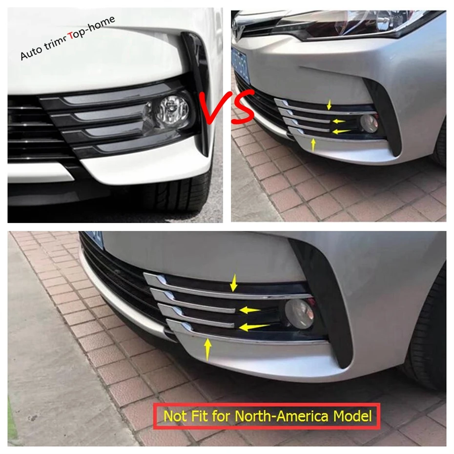 Front Bumper Grille Head Fog Lights Lamps Eyebrow Strip Cover Trim For Toyota Corolla 2017 2018 Car ABS Chrome / Red Accessories