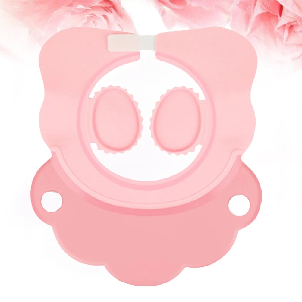 Gorro de baño infantil de silicona, gorro de champú ajustable para bebé, para ducha, lavado de cabello, protector para ojos, diseño de dibujos animados, uso cómodo, rosa