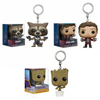 Anime Guardians of the Galaxy Rocket Keychains Avengers Star-Lord Groot Raccoon Action Figures Collection Model Toys For Kids