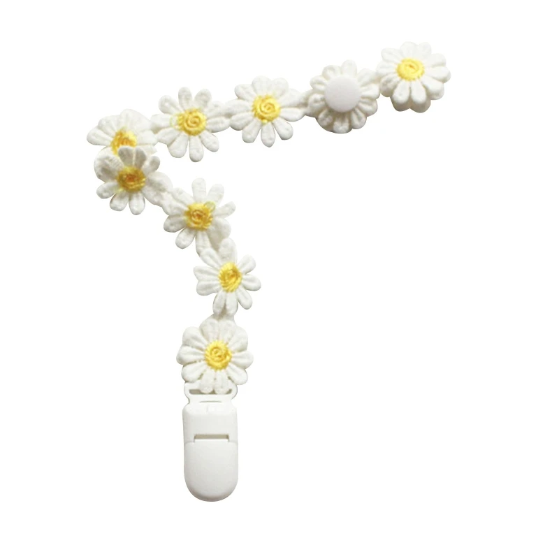 Baby Pacifier Clip Small Daisy Lace Newborn Kids Infant Toddler Nipple Soother for Home Indoor Outdoor Anti Lost Holder