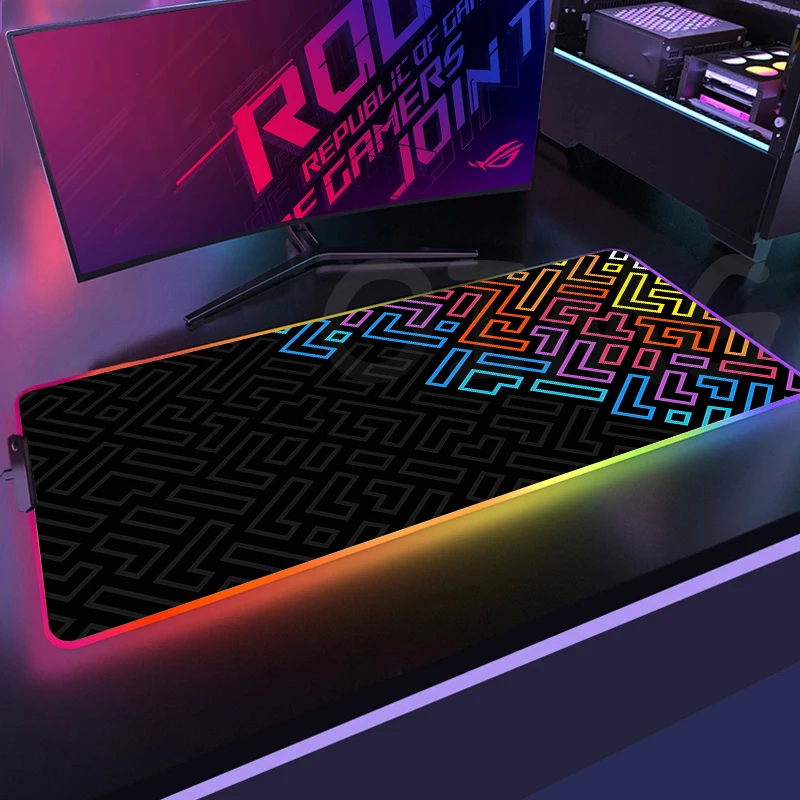 

Большие Настольные Коврики, размер XXL, RGB, компьютерный коврик для мыши, линейный дизайн, 90 х4, 0 см, подсветка клавиатуры, светящиеся коврики для мыши