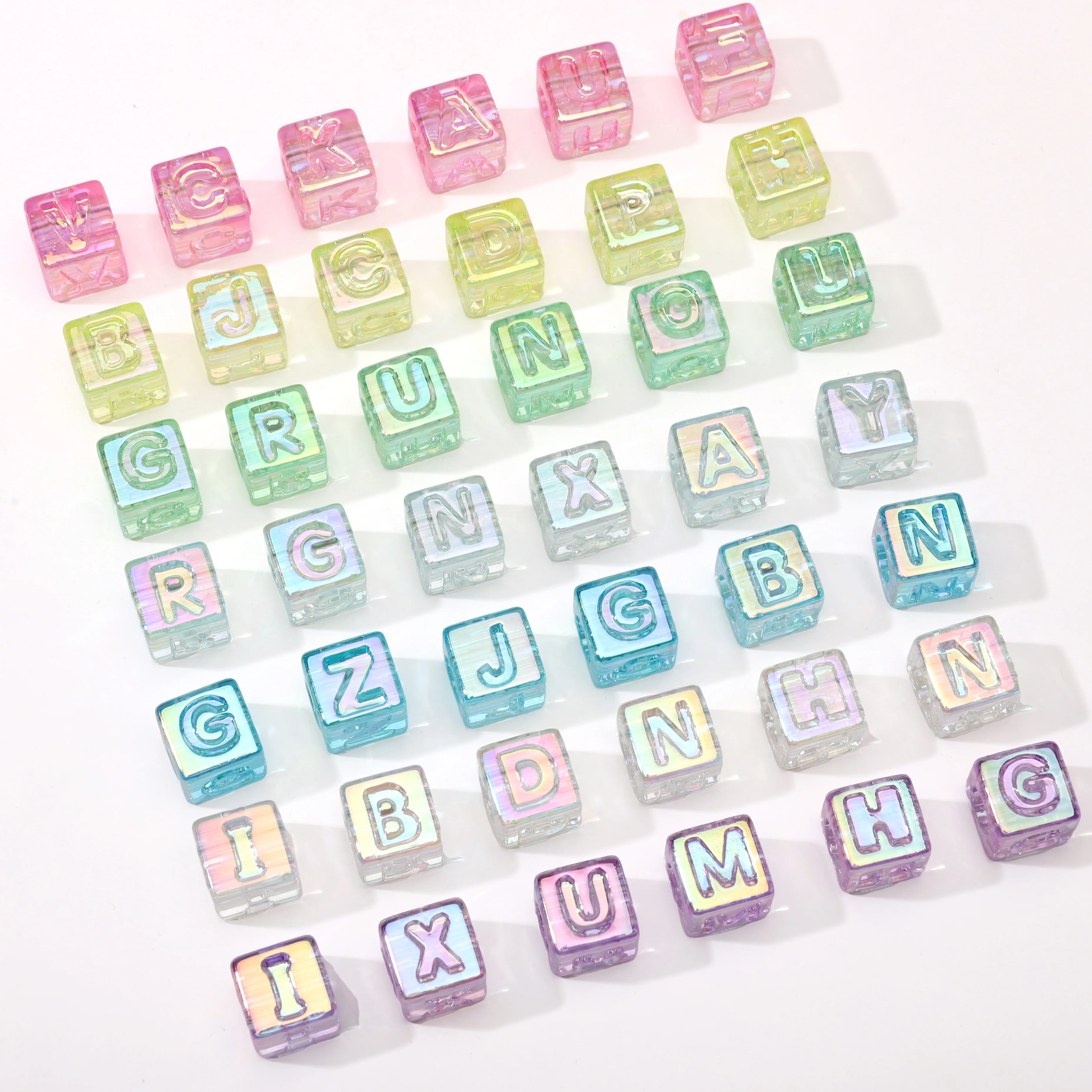 10Pcs beading Colorful Clear Letter Beads Acrylic UV Letter Beads Spacer Beads Girls Gifts Jewelry Making DIY Accessories view 3