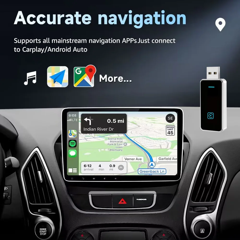 2025 Mini 2 in 1 Wired to Wireless Carplay and Android Auto Adapter With USB Plug and Play Fast Automatic Connection for Benz