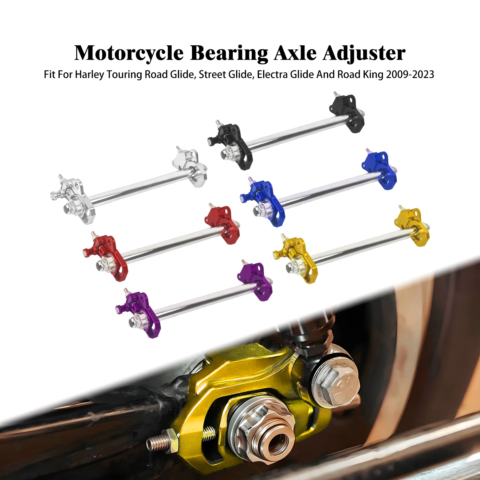 

Motorcycle Rear Bearing Axle Adjuster Kit For Harley Touring Road Street Electra Glide Road King Glide Ultra Limited 2009-Later