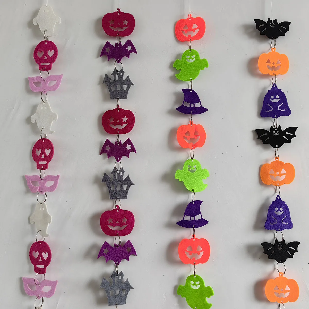 12 Pieces/Set Halloween Felt Ball Garlands Pumpkin Bat Ghost Garlands Wool Felt  Decorations  Felt Mobile Garlands Holiday Hangi