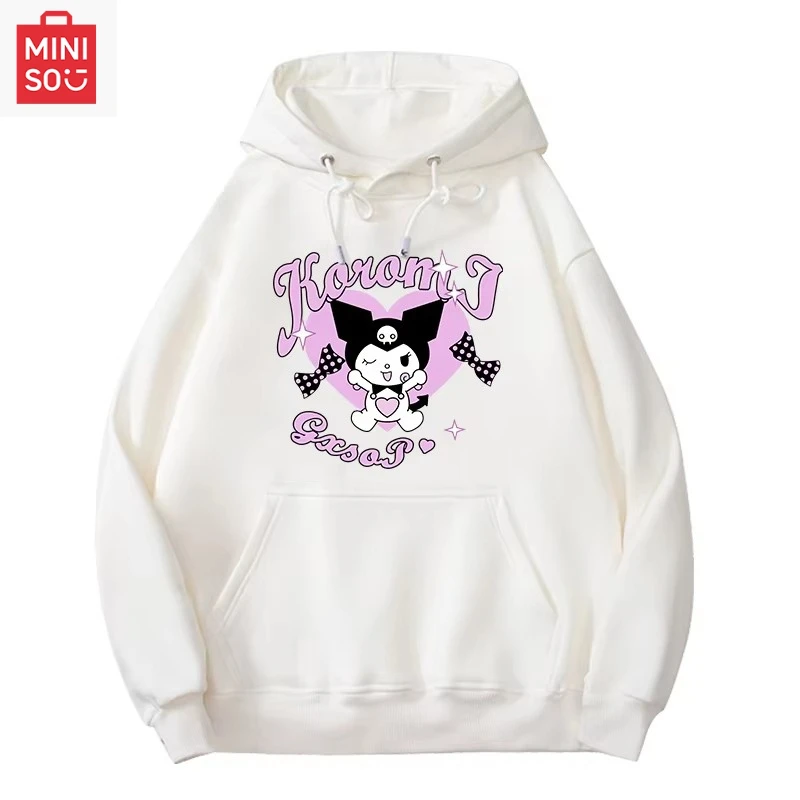

Sanrio Kuromi Printed Hoodie for Women New Collection hooded long sleeved simple and fashionable kawaii pullover women's hoodie