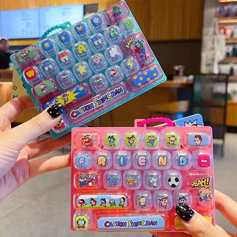 @Crayon Shin-chan Keyboard Keychain Stress Relief Toy Student Bag Charm CoupleBag Decoration Keychain Anime Figure Cosplay