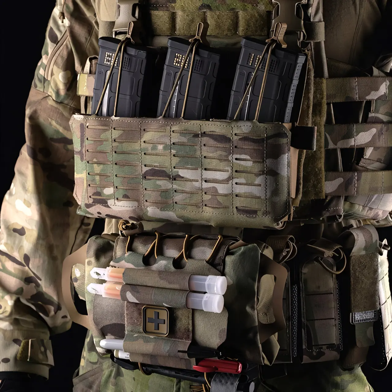 Wosport Medium IFAK Pouch Velcro Back Panel Pull Tabs Elastic Storage and Side Pockets for Outdoor Medical Supply Organization