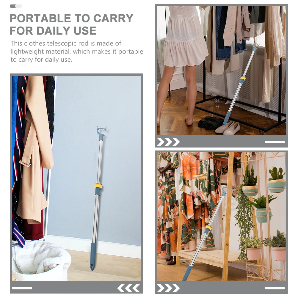 

Adjustable Retractable Clothes Pole Sturdy Metal Home Closet Drying Rod Telescopic Clothesline Household Storage Lightweight