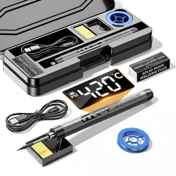 USB Electric Soldering Iron Kit LED Digital Mini Cordless Adjustable Temperature 300-450℃ Smart 1000mAh Iron Welding Solder Too