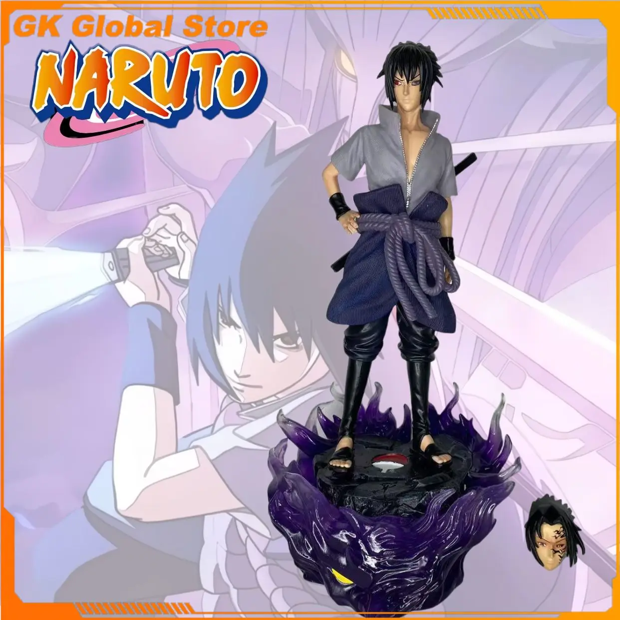 

38cm New NARUTO Anime Figure Uchiha Sasuke Peripheral Model Double-headed Statue Desktop Decoration Ornaments Birthday Gifts Toy