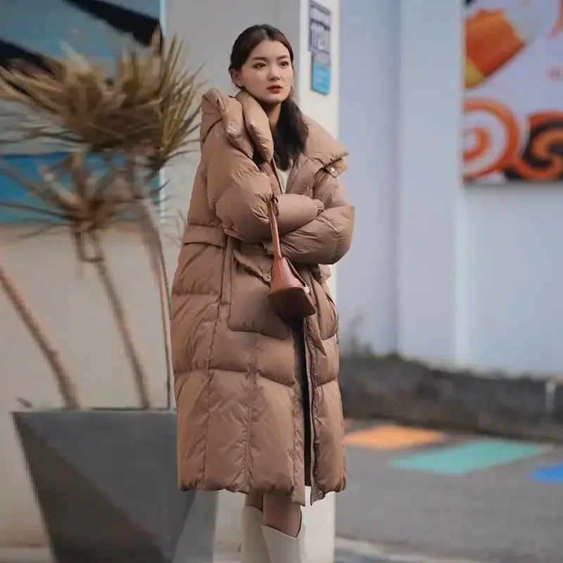 

2025 Winter Fashion New Women's Down Jacket Commuter Hoodie Warm Grey Goose Down Coat
