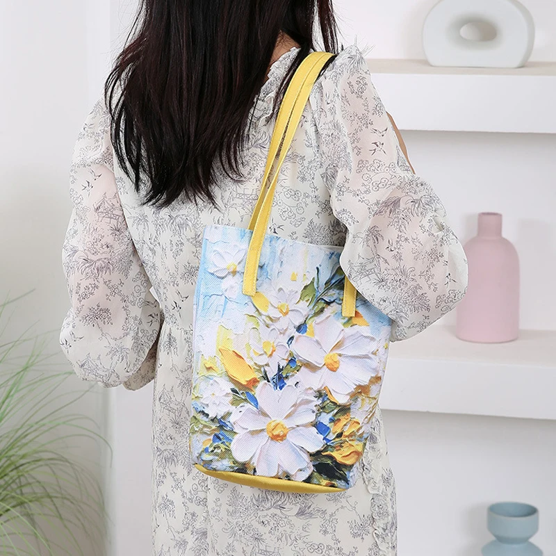 New Large Capacity Bucket Bag Printed Handbag Casual Fashion Shoulder Bag