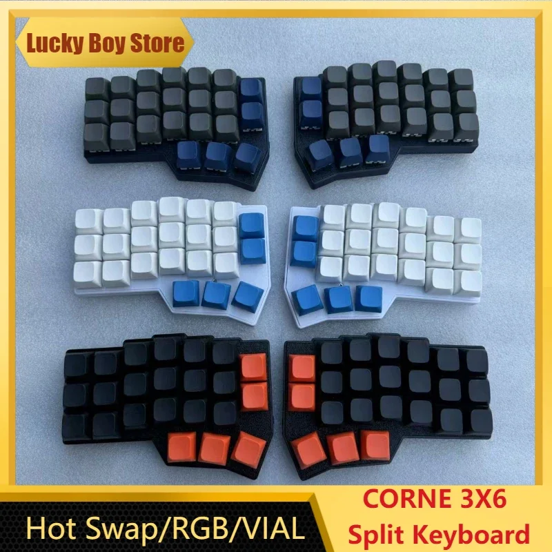 CORNE Split Keyboard Ergonomics Custom Wired Single-mode Vial Keyboard Custom Diy QMK Firmware RGB Backlight Hot Plug Corne Kit