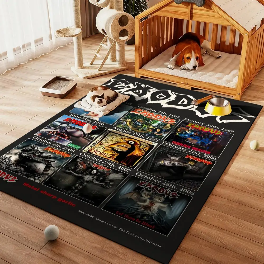 

Heavy Rock Band-E-Exoduss Floor Mat Diatom Bath Mat Absorbent Quick Dry Non-Slip TPR Backing Soft Plush Draining Rugs