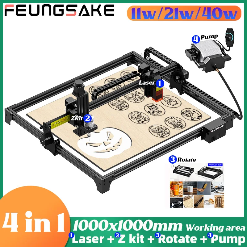 

11 Вт лазерный гравировальный станок для резки, деревянный принтер, лазерный гравер и резак 40 Вт с поворотным роликом для воздушной помощи