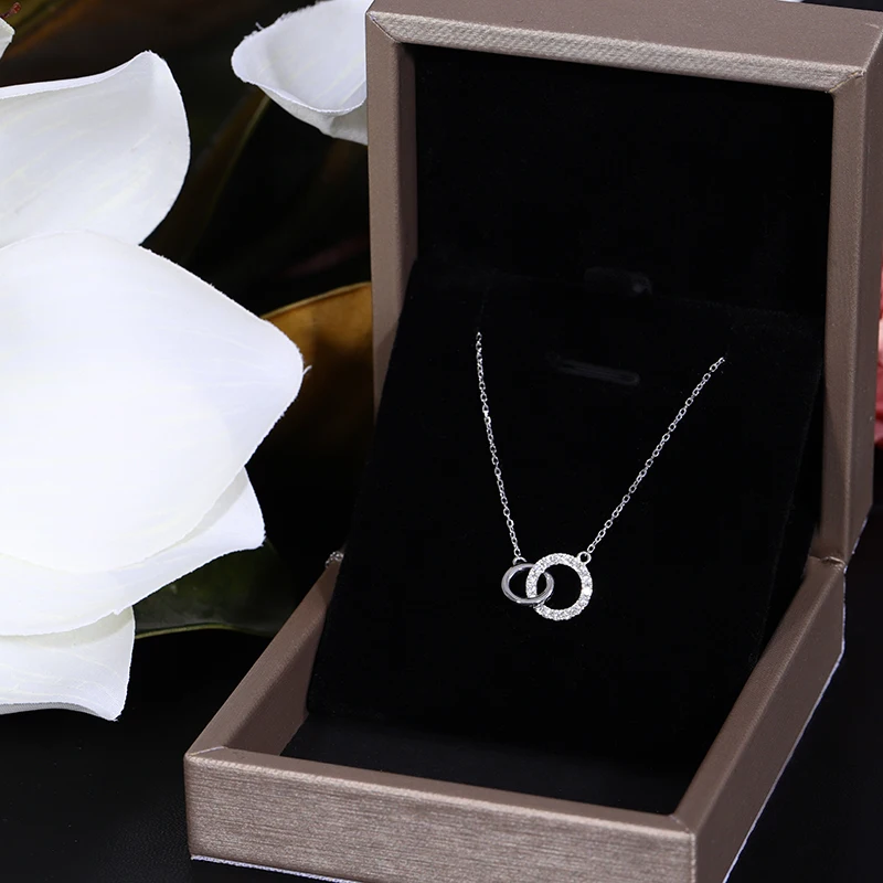 Real 18K White Gold Pendants Necklace for Women Wedding Gift Party Fine Jewelry Gifts for Party Anniversary Engagement