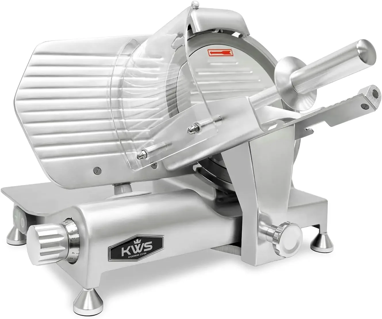 MS-10ES All Metal 320W Electric Meat Slicer 10-Inch with 304 Stainless Steel Blade & Extended Back Space, Frozen Meat/Cheese/Foo