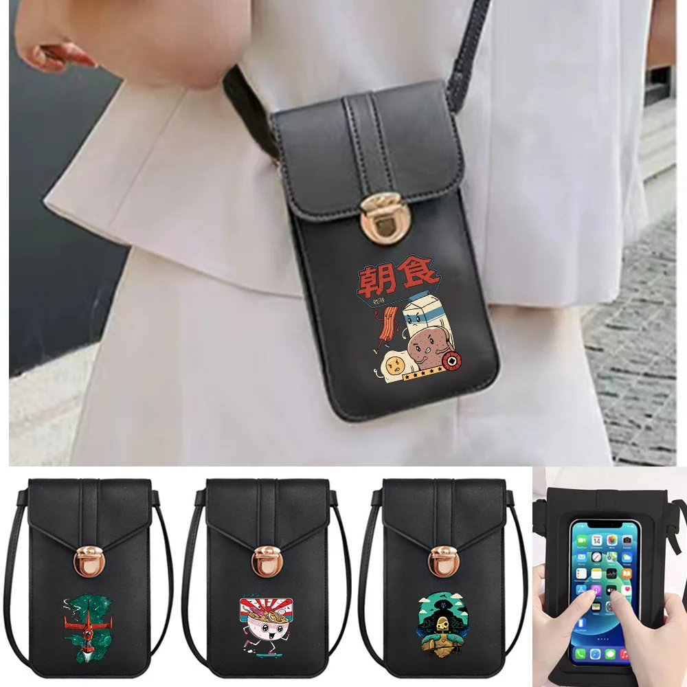 

Women Wallet Shoulder Bag Touch Screen Mobile Phone Bag Crossbody Card Holders Purse Messenger Pouch Luxury Design Japan Pattern