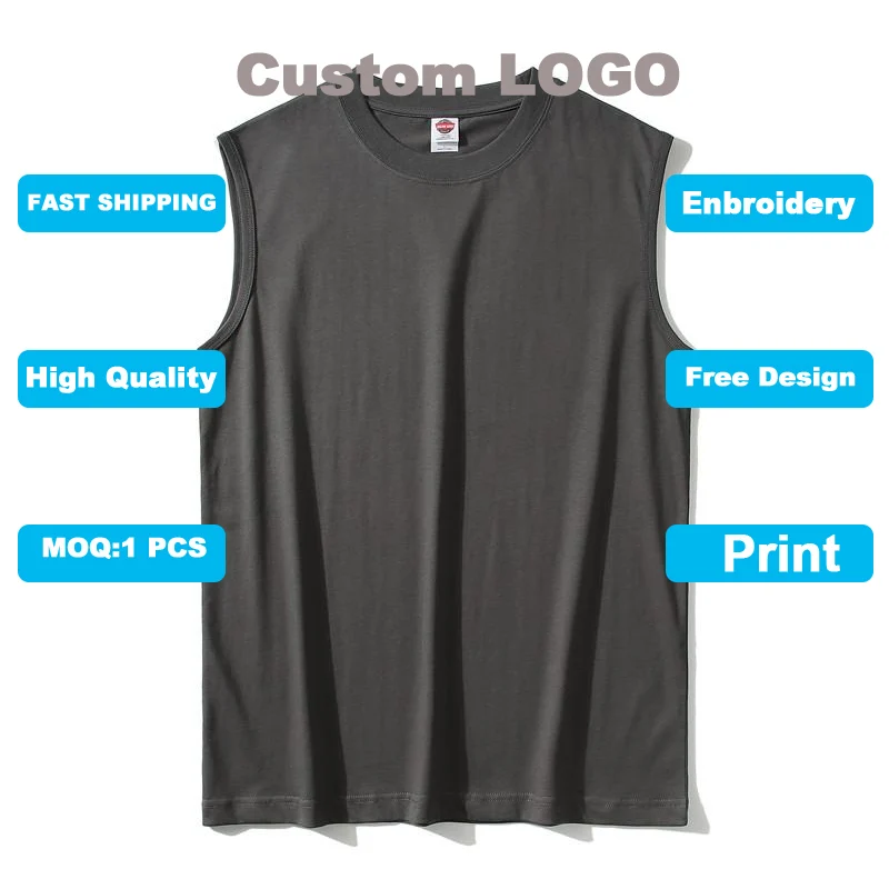 Chaleco de algodón puro para hombre, camiseta sin mangas con logotipo personalizado, estilo informal, ideal para las cuatro estaciones