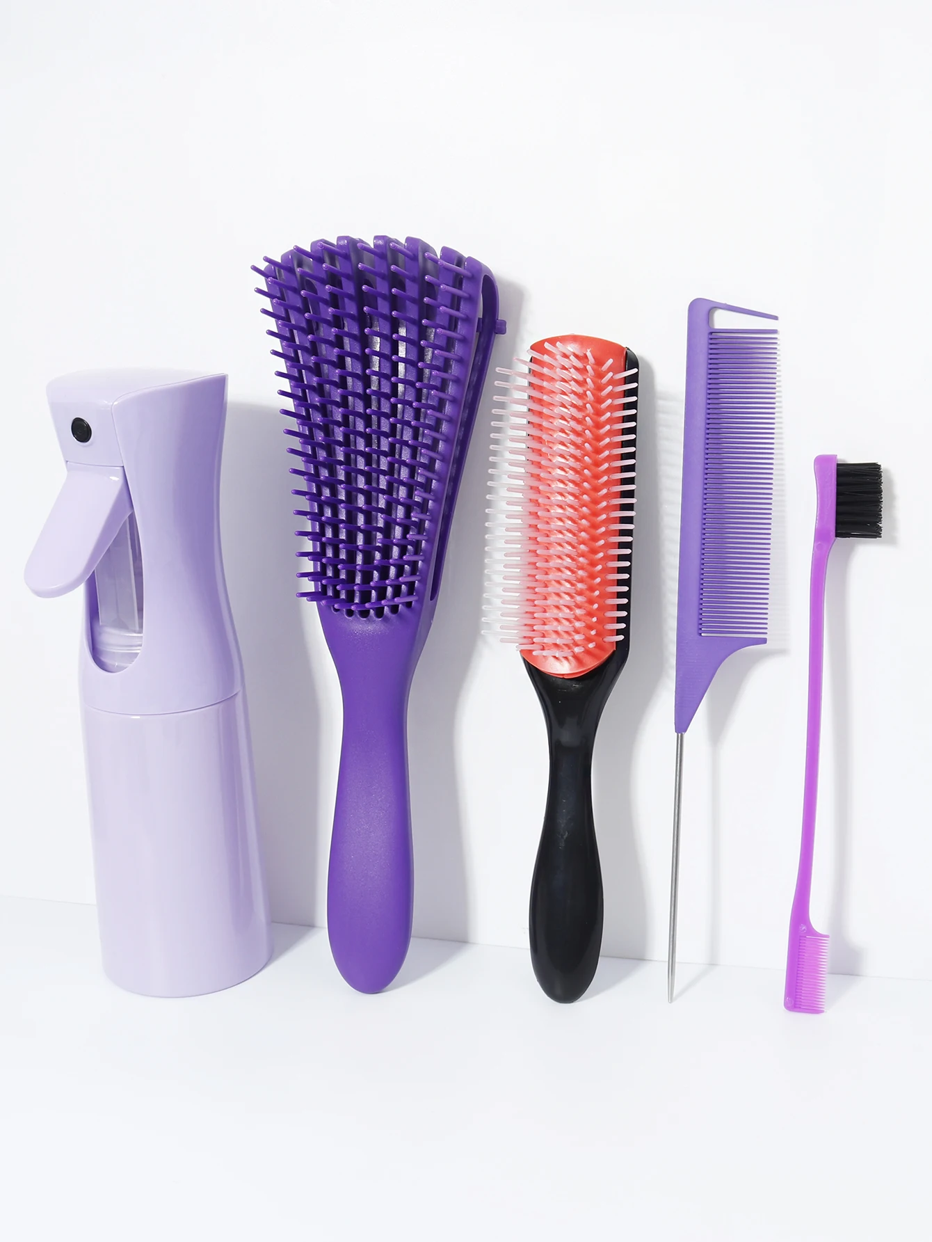 5pcs/set Detangling Anti Static Hair Brush Curly Hair Curved Rat Tail Comb Set Salon Hair Tools Suitable For All Hair Types