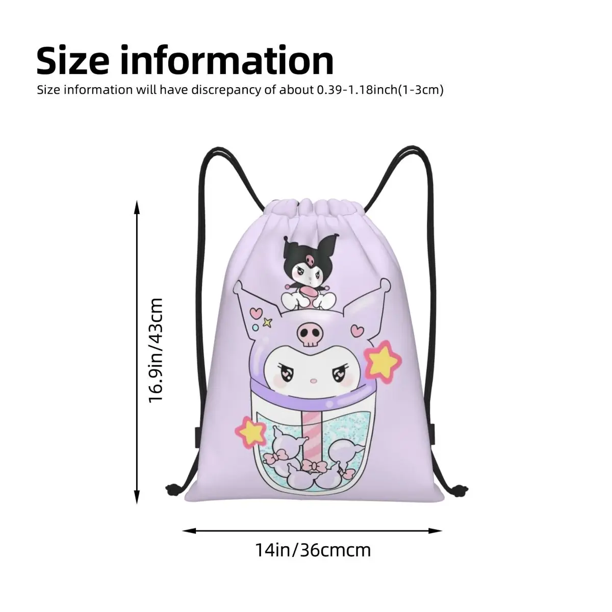 مخصص أنيمي سانريو كورومي الجمجمة الرباط حقائب النساء الرجال المحمولة الرياضة الصالة الرياضية Sackpack الكرتون Kawaii التسوق حقائب الظهر #4
