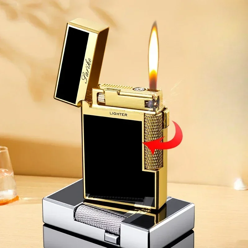 Metal Windproof Gas Lighter, Dual Flame Switching Butane Lighter Men\'s Smoking Accessories Small Tools Gift Lighters