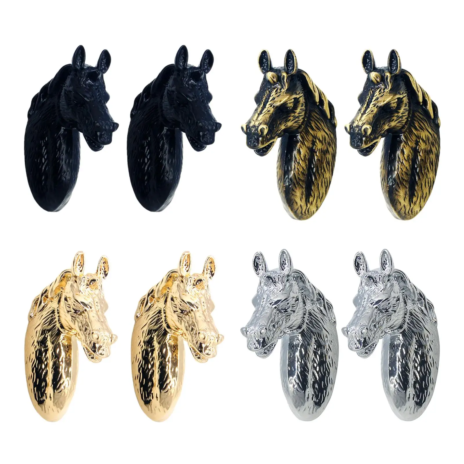 Horse Head Drawer Pulls Handles Chrome Farm Racing Equestrian Decor Art