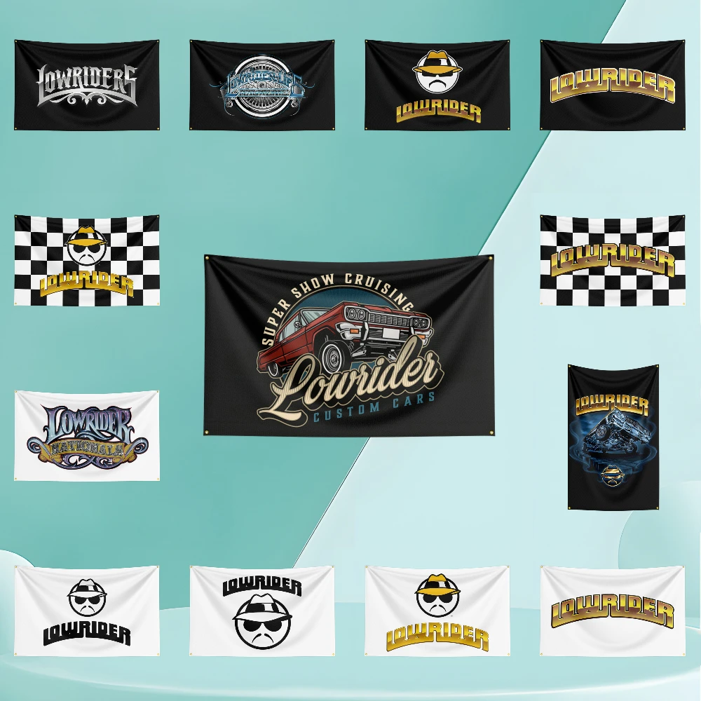 

L-Lowrider Car Flag Banner 3ft x 5ft Polyester with Brass Grommets HD Printing Exhibition, Racing, Car Fans, Porch, Garage Decor