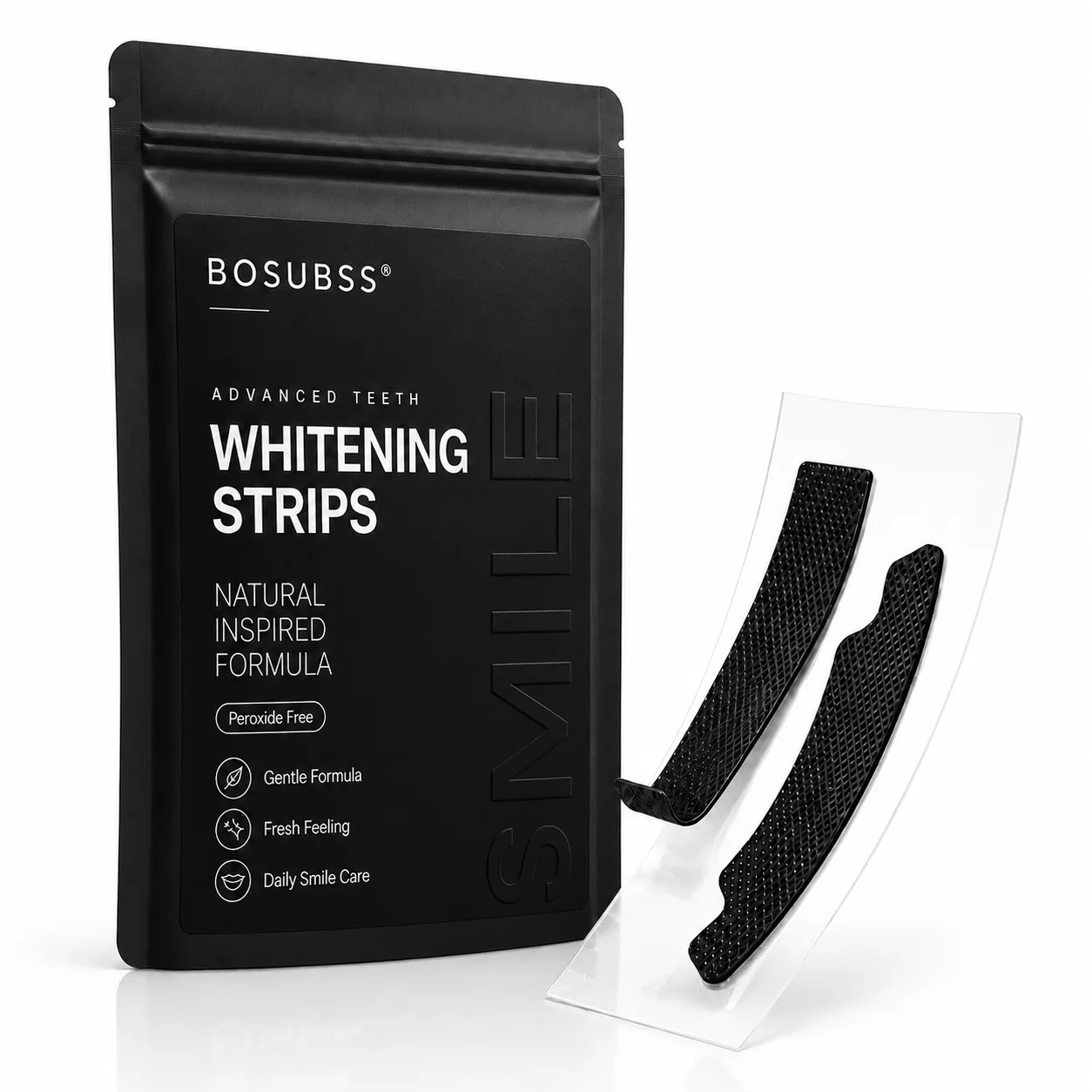 1Pair Black Smile Care Strips, Upper and Lower Oral Beauty Strips with Flexible Fit, Easy-Peel Design for At-Home Smile Routi