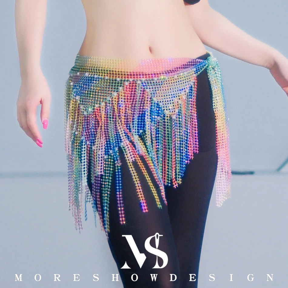 Bufanda de cadera para danza del vientre para mujer con borlas y lentejuelas, cinturón de cadena para la cintura, accesorio para actuación en escenario, accesorios para atuendo
