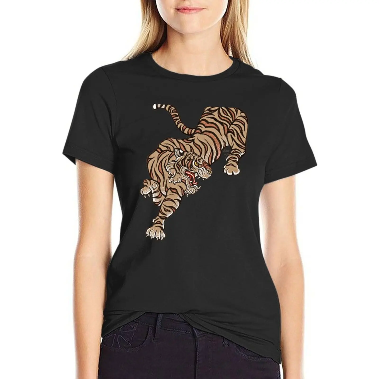 

Tiger in Asian Style T-Shirt anime clothes summer clothes graphics Aesthetic clothing womans clothing