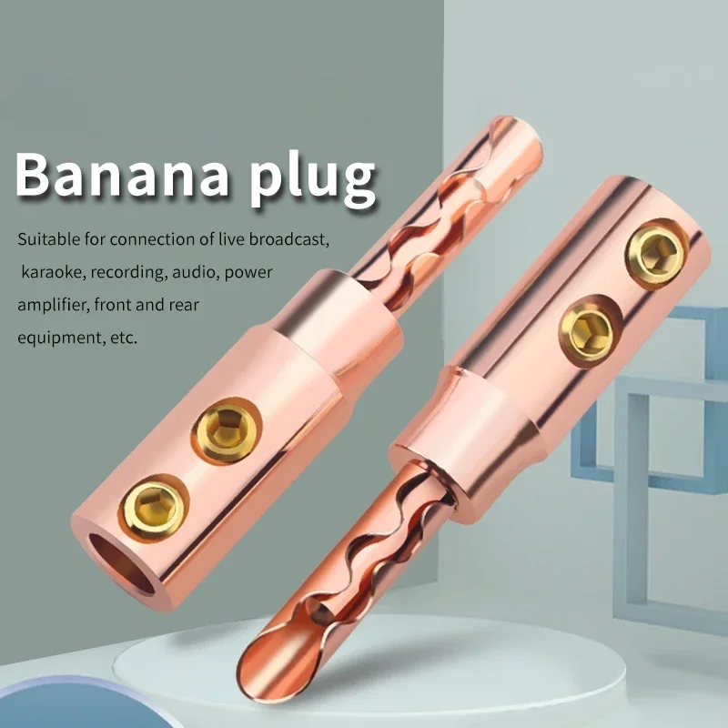 Adapter audio HiFi Czerwony miedziany kabel głośnikowy Wtyczka bananowa Bezlutowe złącze zębów