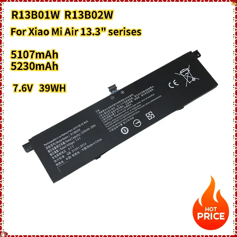 

NEW 39WH 5230mAh R13B01W R13B02W Battery For Xiaomi Mi Air 13.3 inch Series Laptop Batteries Fast Shipping In Stock