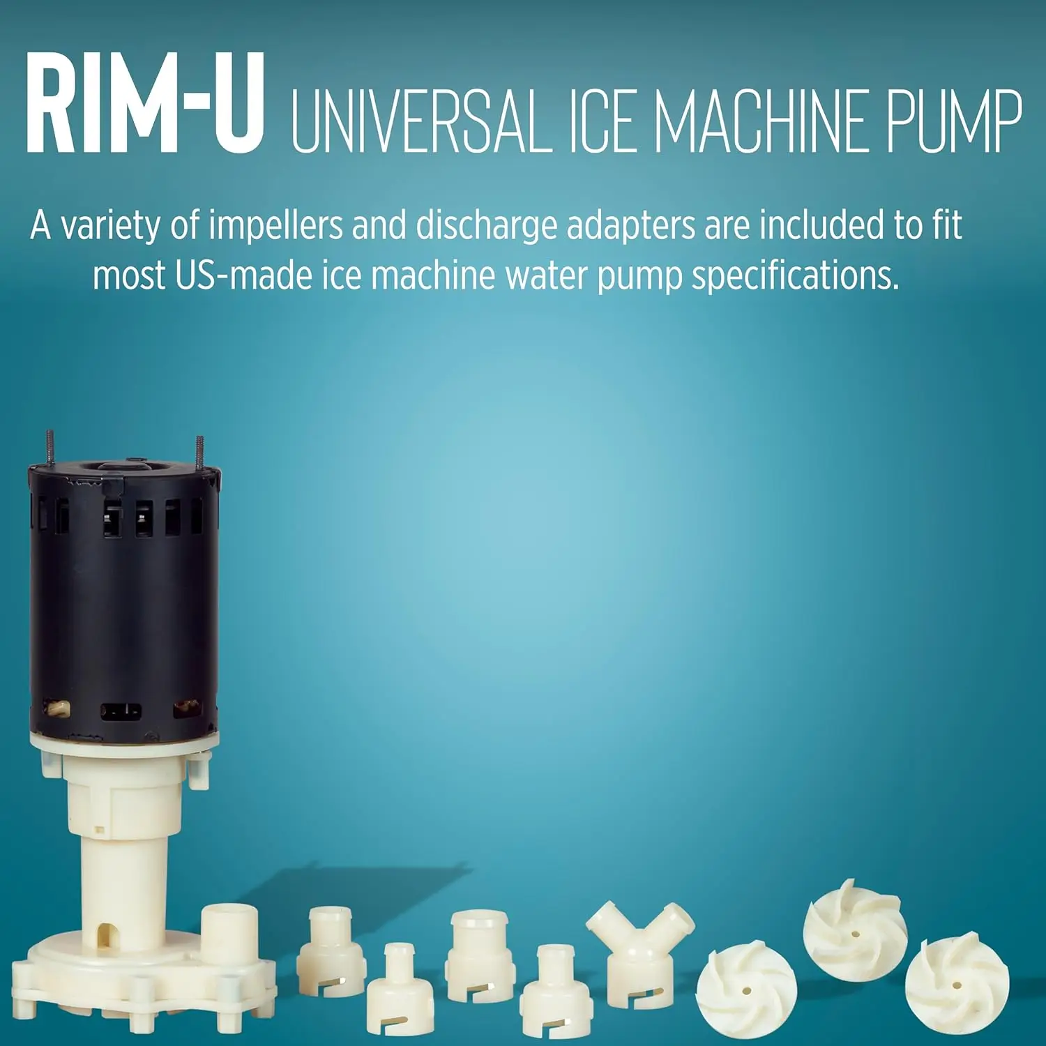 

RIM-U 115/230 Volt, 1/25 HP, Maximum 760 GPH Commercial Ice Machine Replacement Water Pump with 3-Ft. Lead Wires, Black/White